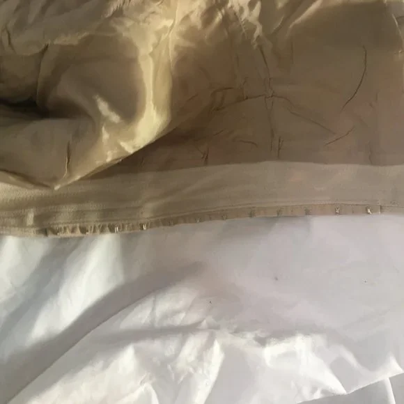 Le Chateau Jacket Fitted Suit Blazer Women's Size Med Beige Stripe Hook & Eye - Picture 13 of 14